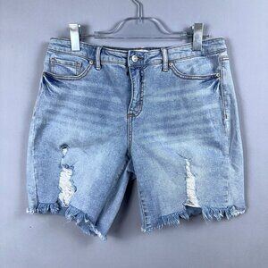 Sofia Jeans Gabriella Bermuda Shorts Womens Size 12 Distressed Mid Rise Blue